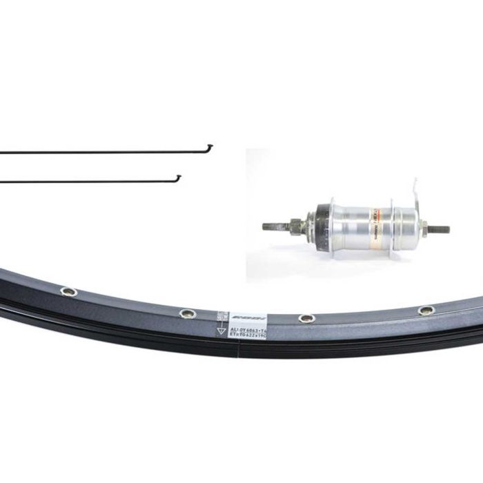 Achterwiel Gazelle 28 Nexus 3v terugtraprem 36G Zwart ongeslepen spaken zwart