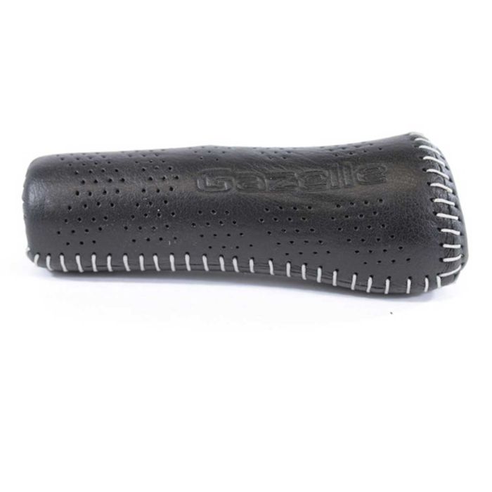 Handvat Gazelle aero leer ZWART rechts 132mm met print - 540279300