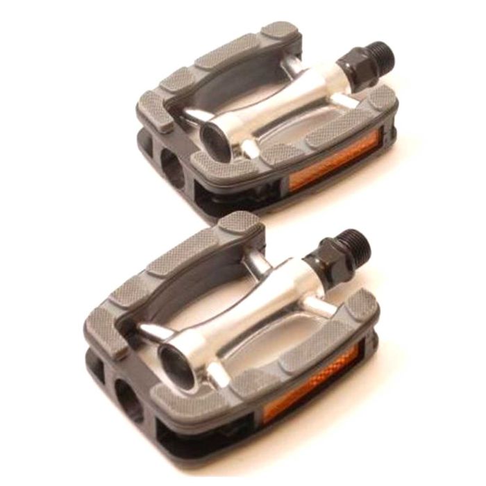 Pedalen Union SP823 antislip aluminium/PVC zwart/grijs SET 9/16"