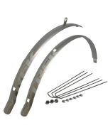 Spatbordset Trek Curana brushed zilver met TREK opdruk voor Alu frames, inclusief bevestigingsmaterialen - 428300